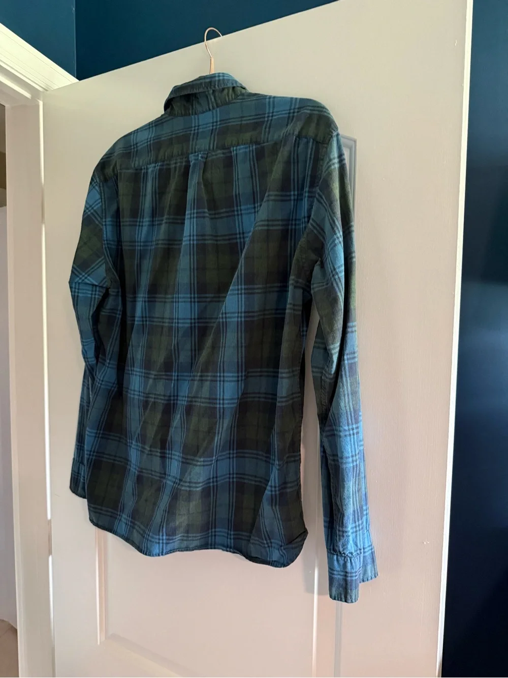 J.Crew Slim Fit Blue Green Plaid Button Down Shirt Large